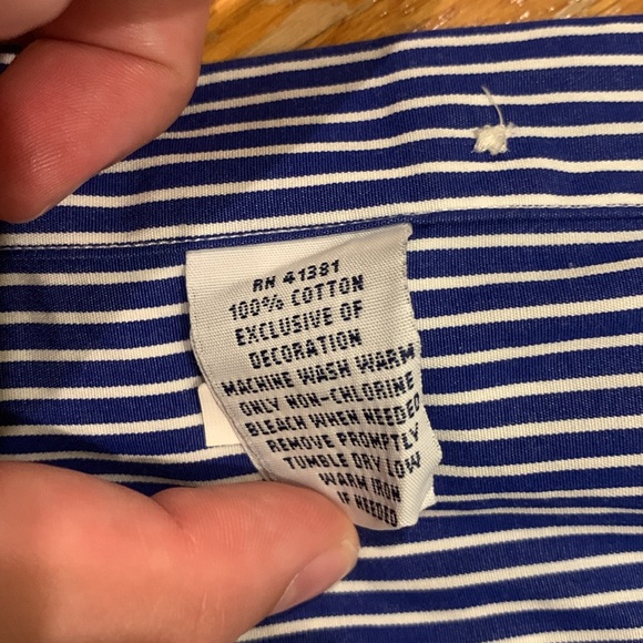 Ralph Lauren Cotton Blue/White Striped Slim Fit Long Sleeve Dress Shirt, Size M - Picture 5 of 6